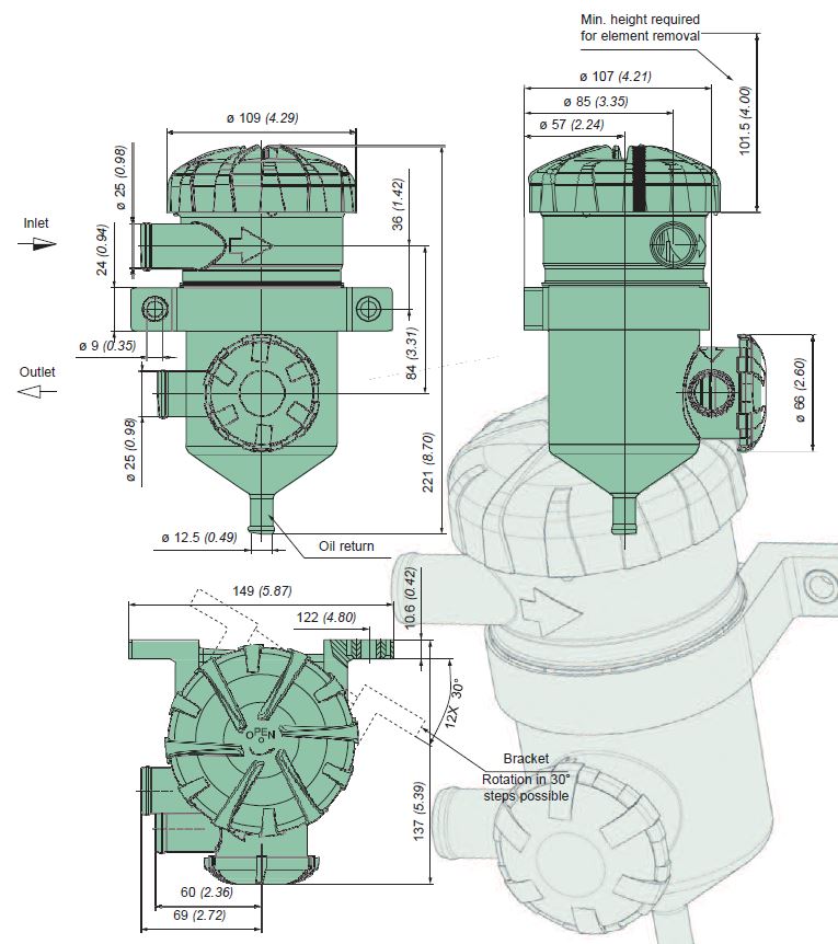 Provent 200 Sizes and Technical Drawing Perth Melbourne Sydney Australia